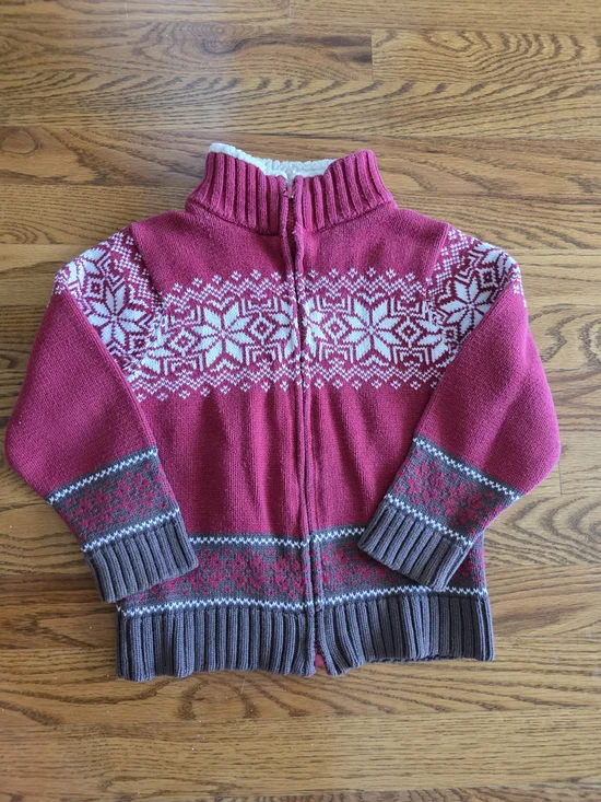 Gymboree Red and Brown Fair Isle Zip Sweater