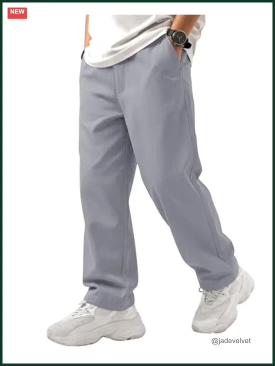 Cotton Twill School Uniform Pants with Back Elastic Waist and Pockets