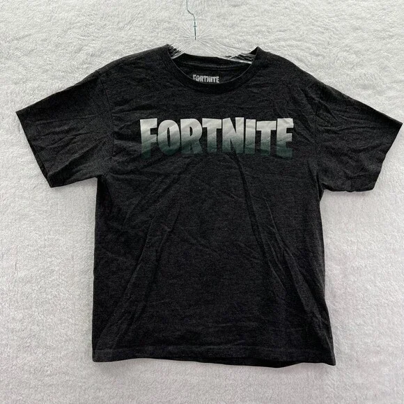 Fortnite Shirt Boys Large Gray‎ Short Sleeve Cotton Top Video Game Gear Youth