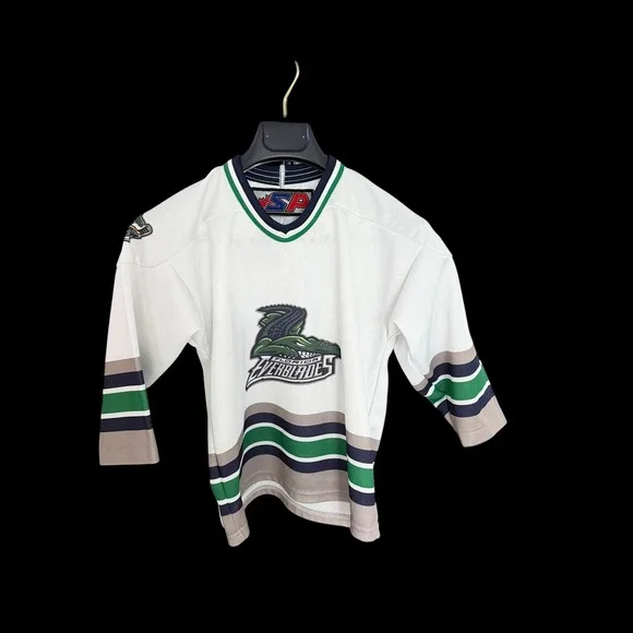 Florida Everblades ECHL Hockey Jersey Kids XL 5‎ SP Apparel Made in Canada White