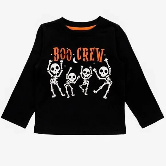 Nwt HALLOWEEN BOO CREW SKELETON LONG SLEEVE T-SHIRT