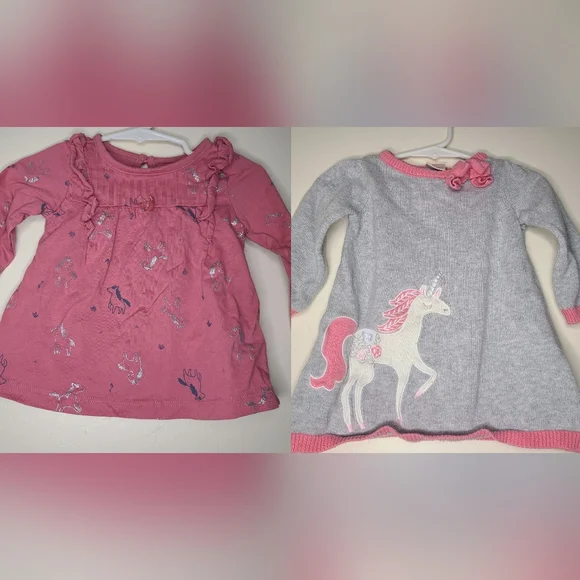 Bundle of pink Unicorn dresses 6-9 months