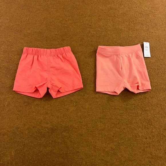 Carters Gap Baby Girls 6M Coral Pink Cotton Elastic Waist Bundle Shorts New