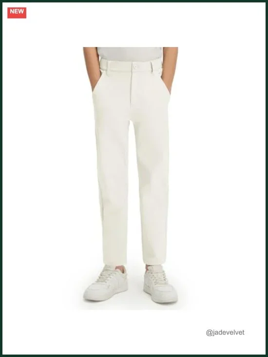 Fleece-Lined Stretch Water-Resistant Boys Uniform Pants with Pockets