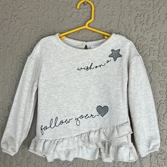 BCBGirls Wish On A Star Ruffle Hem Graphic Sweatshirt Top 3T