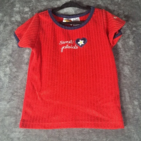 VTG‎ Looney Tunes Tweety Bird Red Ribbed Ringer Shirt Size 4 90s Cartoon Retro