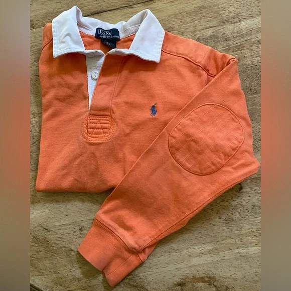 Polo Ralph Lauren Boys’ Sz‎ 7 Orange Cotton Jersey Rugby Shirt