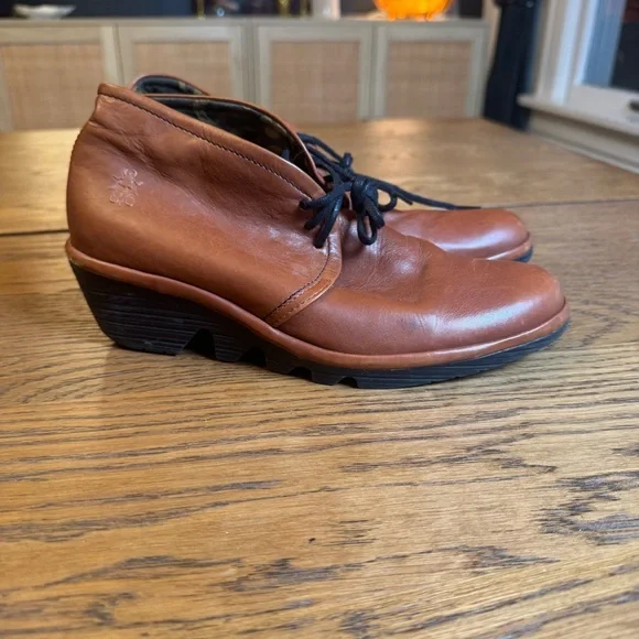 Fly London Pert wedge Brown‎ Leather Ankle Boots