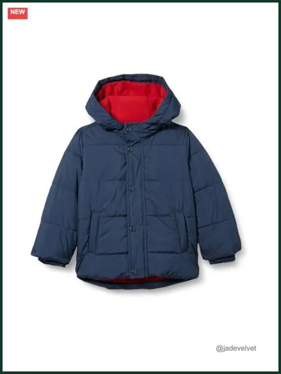 Boys' Heavyweight Hooded Puffer Jacket - Water-Resistant, Quilted, Insulated,