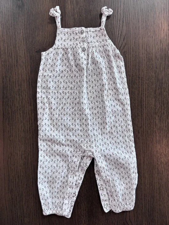 NWOT Carter's Cream Brown Baby Floral Snap Romper - 9 Months
