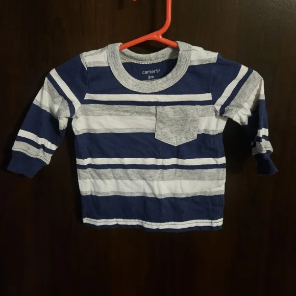 Carter's Navy and White Striped Long Sleeve Tee