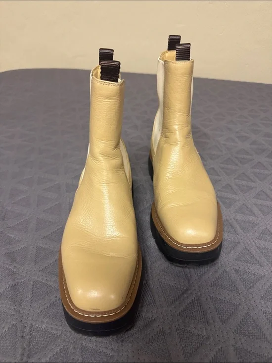 Sam Edelman Cream Leather Chelsea Ankle Boots