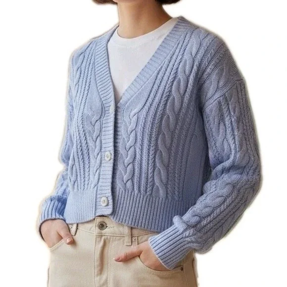 Abercrombie Kids Cable Knit Cardigan Sweater Cottagecore Preppy Back To School