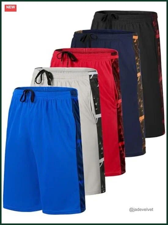 5 Pack Boys Mesh Basketball Shorts with Pockets Quick Dry Athletic