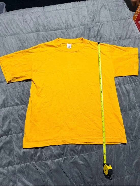 707 Boys Yellow Cotton Short Sleeve Crew Neck Solid Basic T-Shirt Size L/G