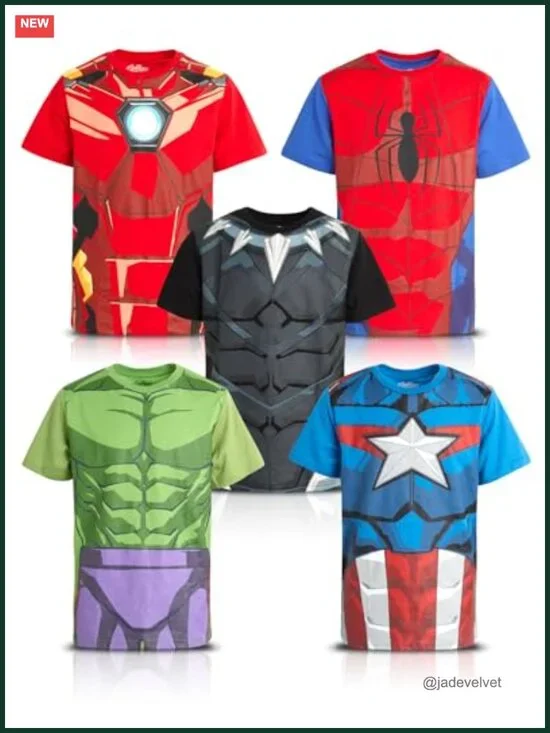 Marvel Boys Graphic Tee 5 Pack Spiderman Hulk Captain America Iron Man