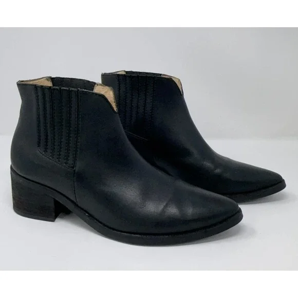 Madewell Ankle‎ Boots Women's 9 Leather Black Western Cowgirl Classic Pull On