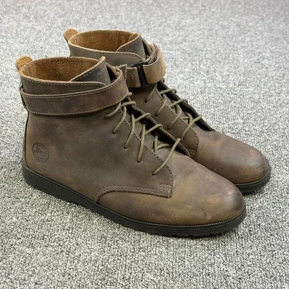 Women's G.H. Bass Brown Leather Harness Buckle Booties Ankle Boots Size‎ 4.5 M
