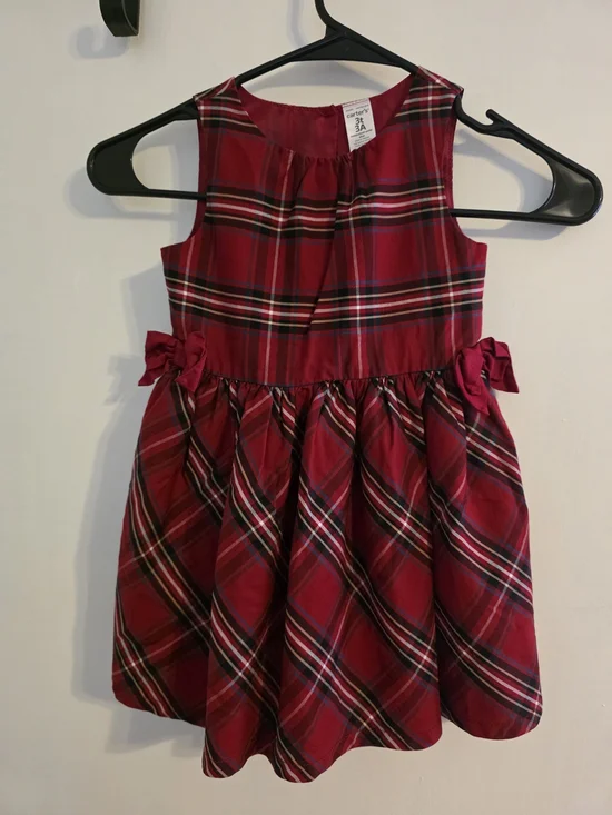Carter's Red Plaid Bow-Accent Sleeveless Dress