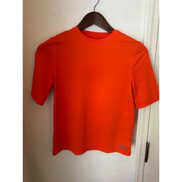 Wonder Nation Boys Orange Short Sleeve Rash Guard Swim Shirt Size L 10-12