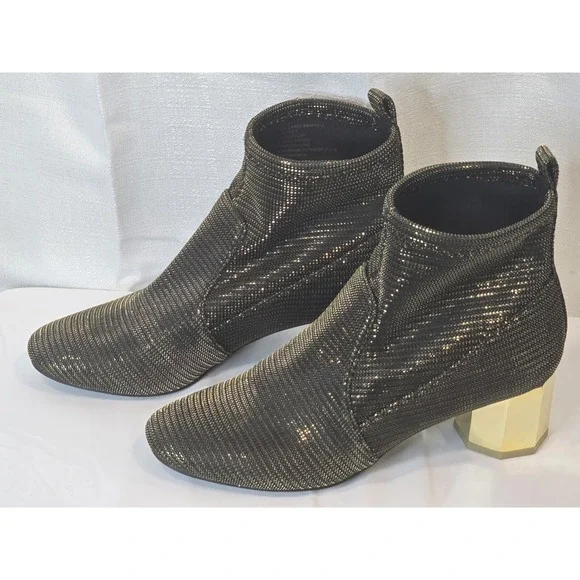 Katy Perry Block Heeled Ankle Boots The Daina Metallic Black SIZE‎ US 5 EU 35.5