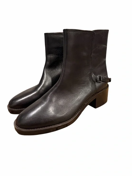 Franco Sarto Black Leather‎ Mid-Heel Ankle Booties