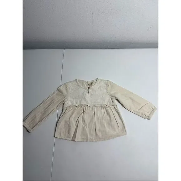 Carter’s Baby Eyelet Seersucker Top Long Sleeve Cotton Cream Size 2T