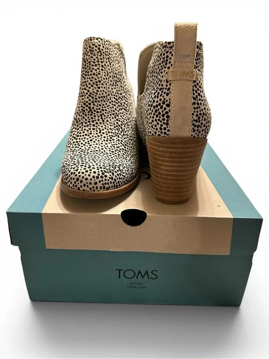 TOMS Beige Dalmatian Print Suede Ankle Booties