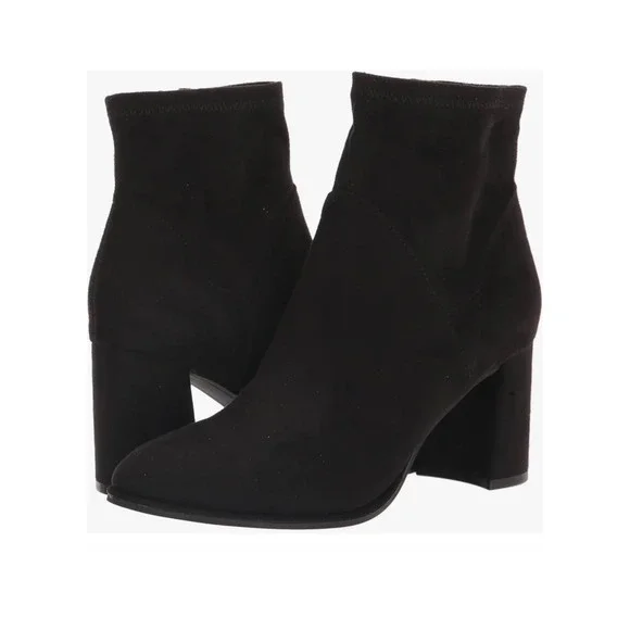 Marc Fisher Womens Black Velvet Block Heel Ankle Sock‎ Boots 8M Side Zip Booties