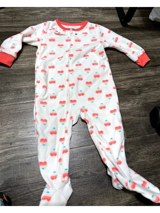 Carters 1 year 13 month cozy unisex white red cherry onepiec