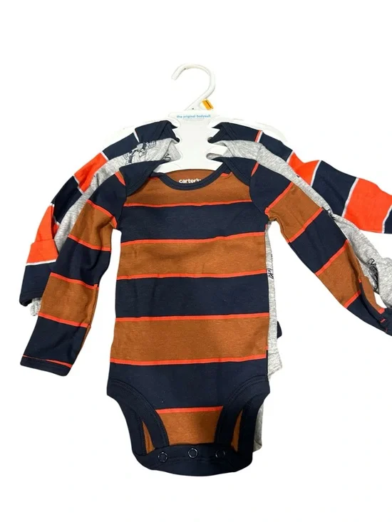 Carter's Navy, Brown & Orange Striped Long-Sleeve Baby One-Piece