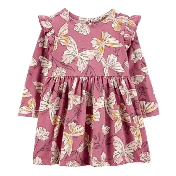 Carter's Baby Long Sleeve Fitted Sleeve A-Line Dress in Purple, Size 18M​​​​