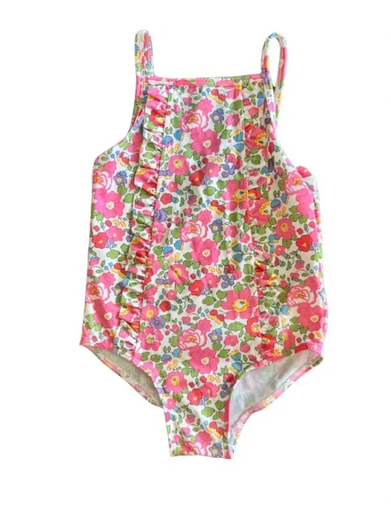 🌸 Trotters London Floral Ruffle One Piece Swimsuit Size 2/3