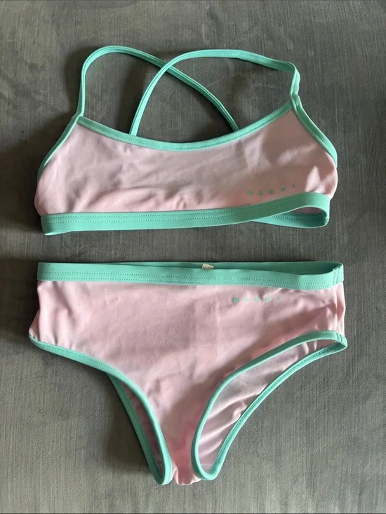 Marni Girls Pink and Mint Two-Piece Swim Set