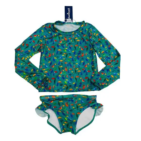 NWT Blue Quail Size 2T Toucan Girl's Rashguard 2-Piece Swimsuit