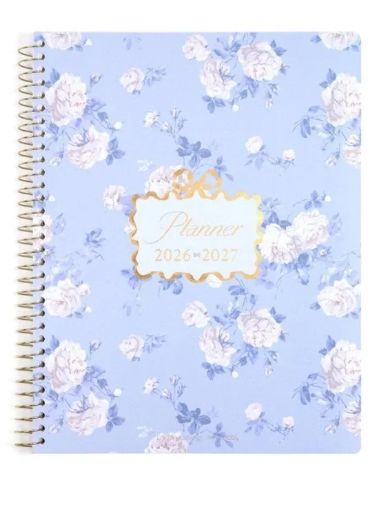 LoveShackFancy x Target Yoobi 8.5x11 2026-27 Planner NWT Blue Floral Rosettes