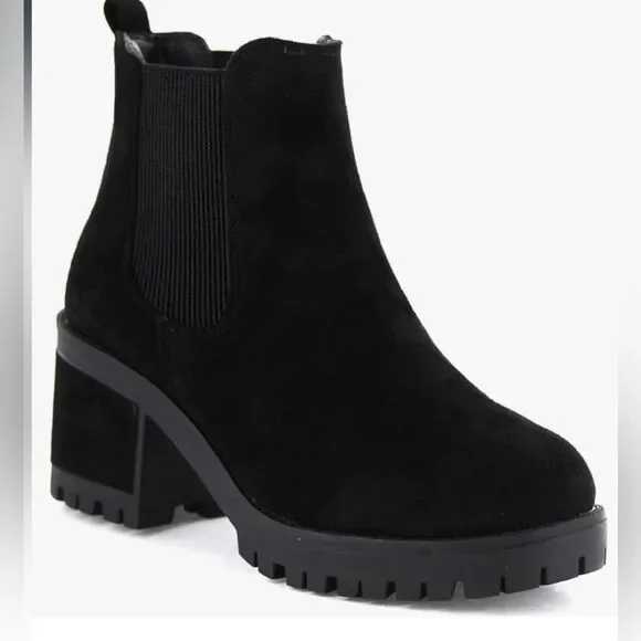 Seven 7 Women's Black Berlin Micro Suede Pull On Ankle Booties Size 9