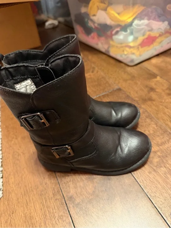 Carter's Black Girls' Mid-Calf Buckle Boots