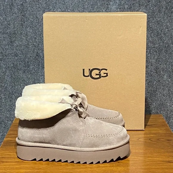 UGG‎ Kallen Platform Caribou Suede Sheepskin Ankle Boots 1174570 Women's 11 NEW
