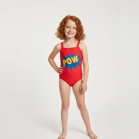 Submarine 1 pc Little Girls Comic‎ Book Print Swimsuit sz 6 fits 4/5