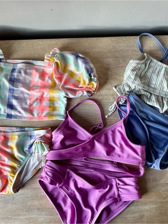 Girls Swimsuit Bundle Lot of 3 Two-Piece Sets Size XS 4/5