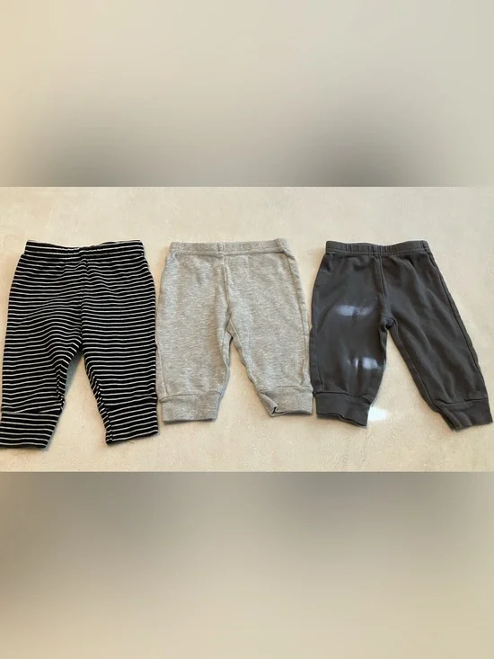 3-Pack Baby Jogger Pants - Black Stripe, Gray, Charcoal