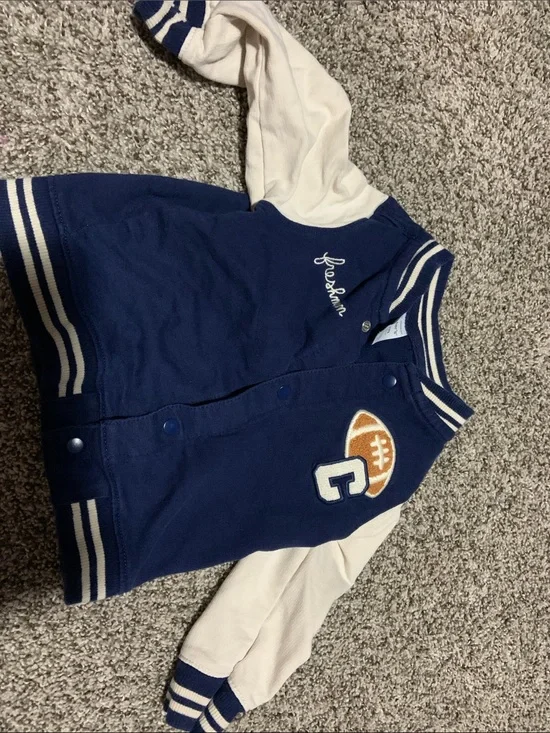 Carter's Navy and Cream Football Varsity Jacket