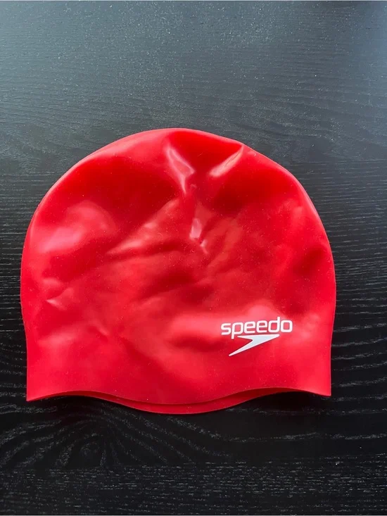 Speedo Red Silicone Swim Cap Unisex Adult Youth One Size Stretch Water Sports