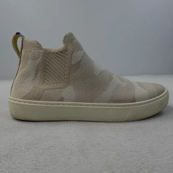 Rothy's The Chelsea Boots Womens 6.5 Beige Sand Camo Knit Slip On Sneaker Boot