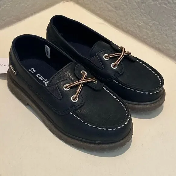Carters Toddler Size 12 Mac Slip On Loafer Shoes Boat Navy Blue Preppy New