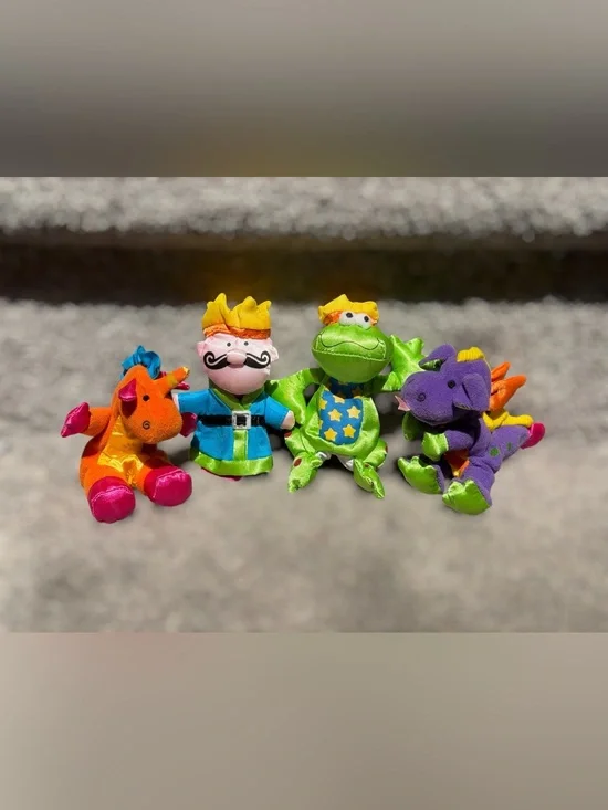 Vintage Y2K Carter’s Fantasy Plush Finger Puppet Lot Dragon Unicorn Frog Toy‎