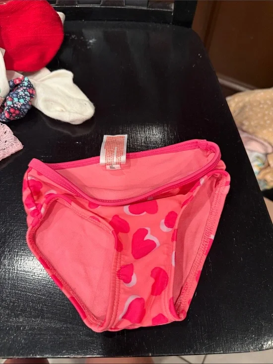 Girls' Pink Heart Print Swim Diaper Cover