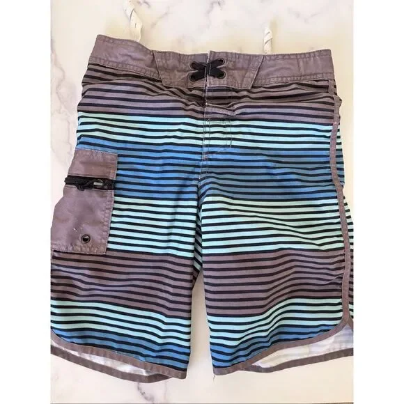 Art class size 12 blue stripes swim trunks adjustable waist