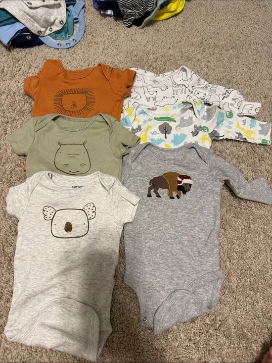 Carter's 0-3 month Neutral Animal Graphic One-Piece Bodysuits - Multi Color Pack